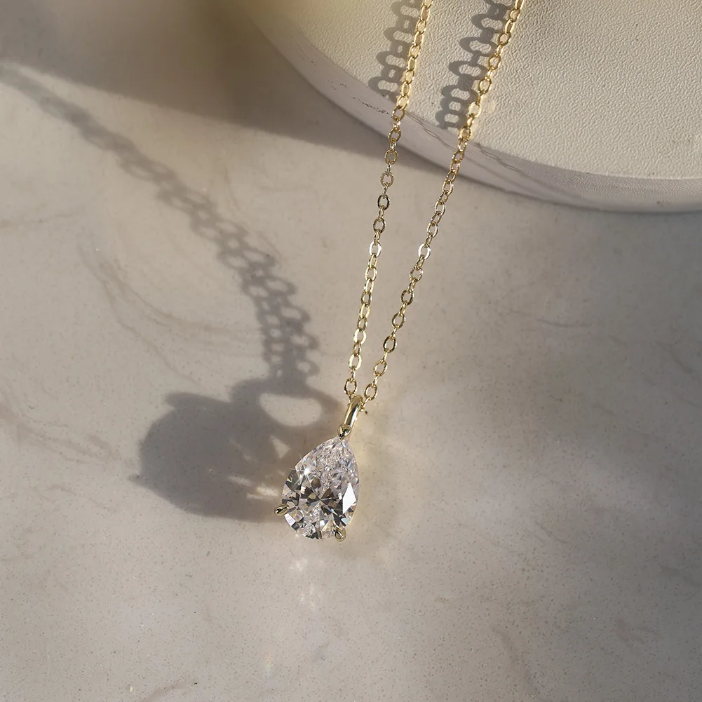 Simple Style Water Drop Shape 925 Sterling Silver 14K Gold Plated Moissanite Necklace For Women Daily Wear Jewerly Free Ship
Simple Style Water Drop Shape 925 Sterling Silver 14K Gold Plated Moissanite Necklace For Women Daily Wear Jewerly Free Ship
