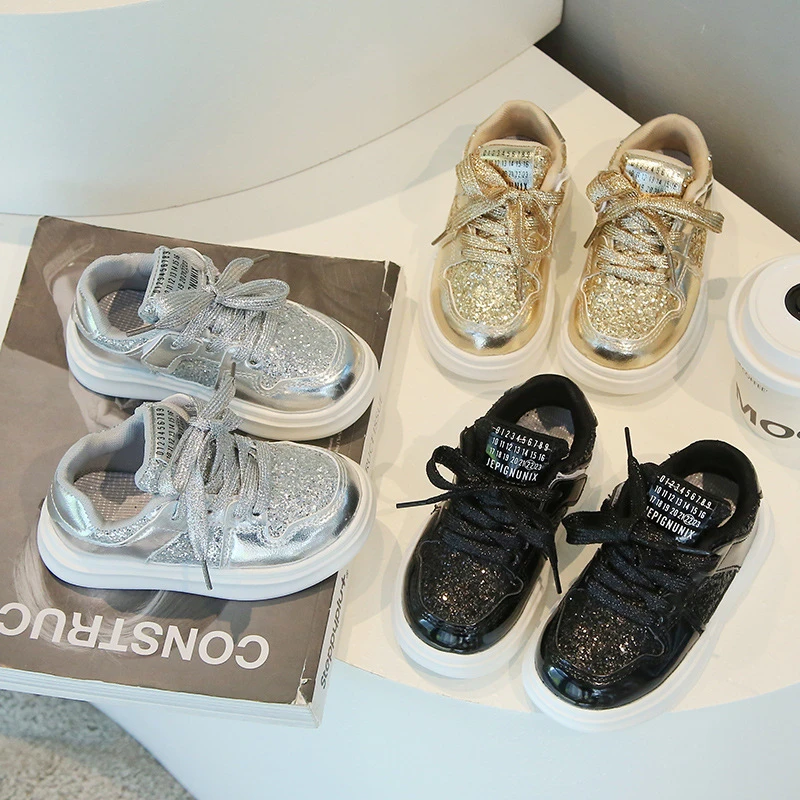 Kids Glitter Platform Sneakers Girls Sparkly Casual Shoes With Shiny Laces In Silver Gold And Black For Party And Daily Wear
Kids Glitter Platform Sneakers Girls Sparkly Casual Shoes With Shiny Laces In Silver Gold And Black For Party And Daily Wear