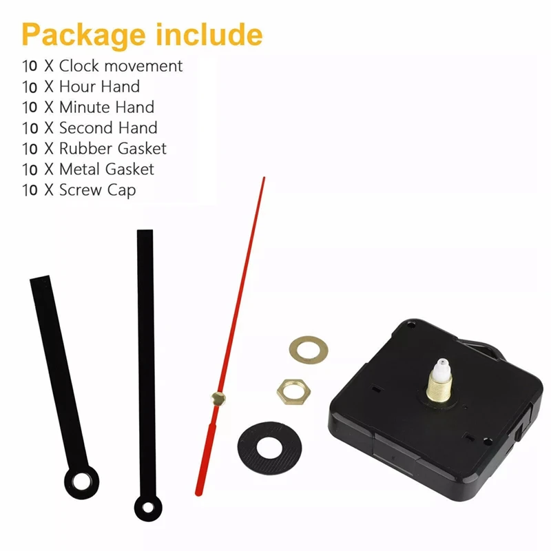 10Pcs DIY Clock Movement Mechanism Silent Quartz Wall DIY Clock Hands Kit Repair Replacement Tool Parts
10Pcs DIY Clock Movement Mechanism Silent Quartz Wall DIY Clock Hands Kit Repair Replacement Tool Parts