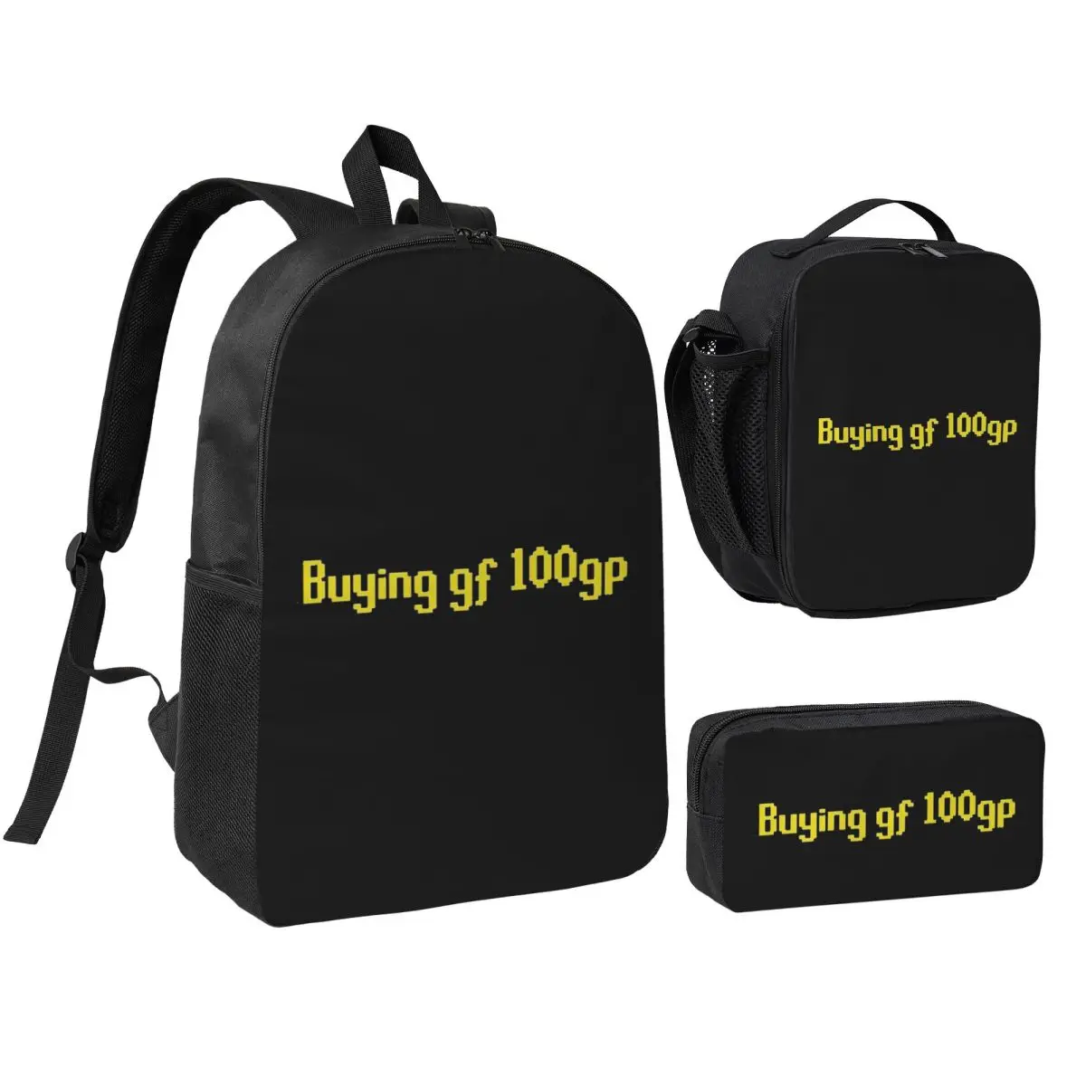 RuneScape _Buying Gf 100gp_ Meme Backpack Boys Girls BookBag School Bag Laptop Shoulder Bags 3ps Insulated Lunch Bag Pencil Case
RuneScape _Buying Gf 100gp_ Meme Backpack Boys Girls BookBag School Bag Laptop Shoulder Bags 3ps Insulated Lunch Bag Pencil Case