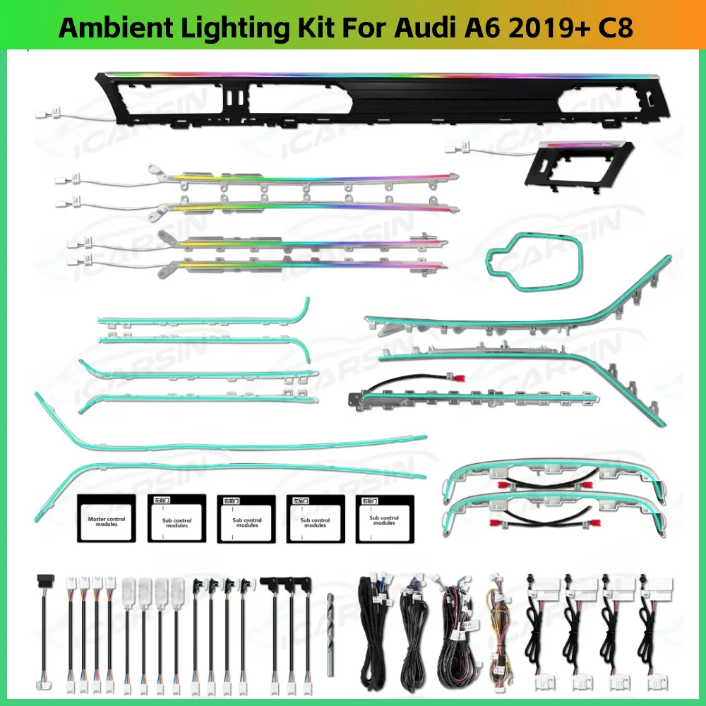 Upgrade 33 Lights Ambient Lighting for Audi A6 A7 C8 2019+ Car Interior Environmental Light Dashboard Trim Door LED
Upgrade 33 Lights Ambient Lighting for Audi A6 A7 C8 2019+ Car Interior Environmental Light Dashboard Trim Door LED