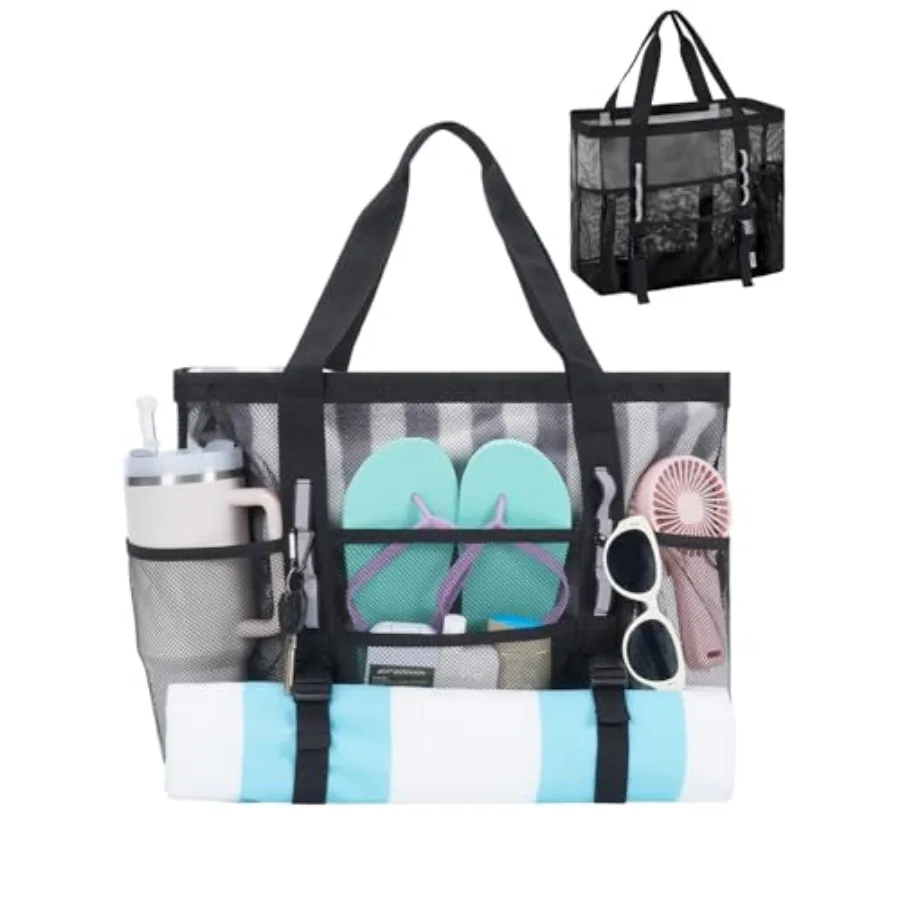 Mesh Beach Bag for Women, Large Beach Tote Bags with 40oz Tumbler Side Pockets, Family Pool Bag for Swim Toys Towels Cruise Vac
Mesh Beach Bag for Women, Large Beach Tote Bags with 40oz Tumbler Side Pockets, Family Pool Bag for Swim Toys Towels Cruise Vac