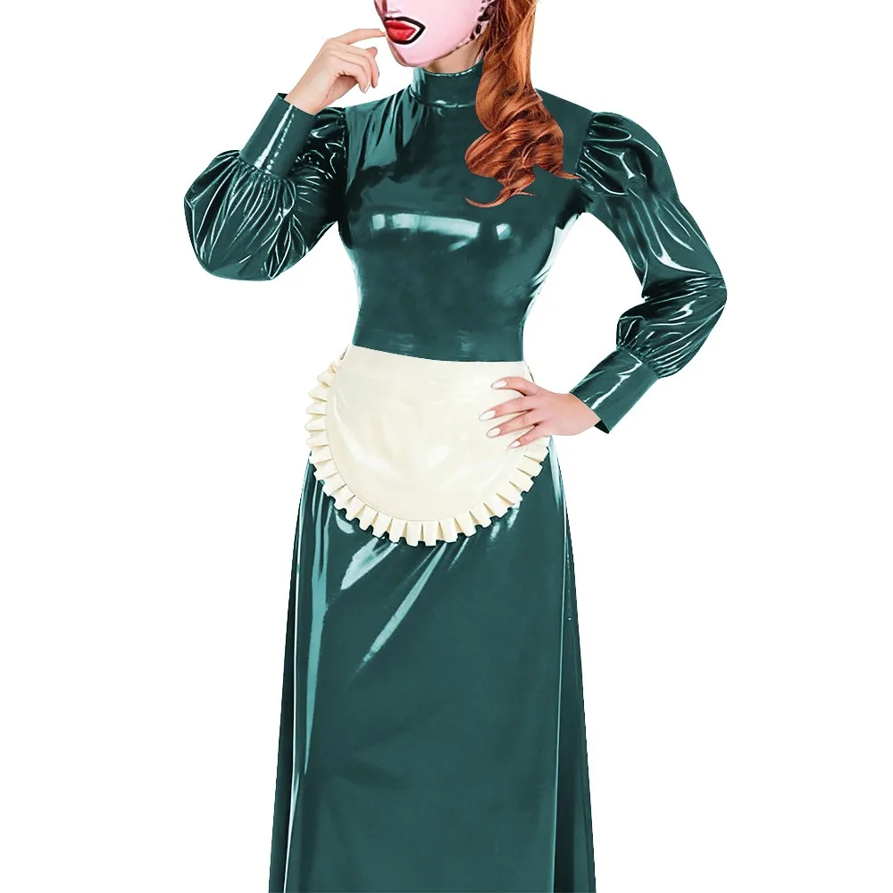 Elegant Long Maid Dress with Apron High Neck Long Sleeve PVC Shiny Leather Maid Dresses Cosplay Sissy Servants Wetlook Uniforms
Elegant Long Maid Dress with Apron High Neck Long Sleeve PVC Shiny Leather Maid Dresses Cosplay Sissy Servants Wetlook Uniforms