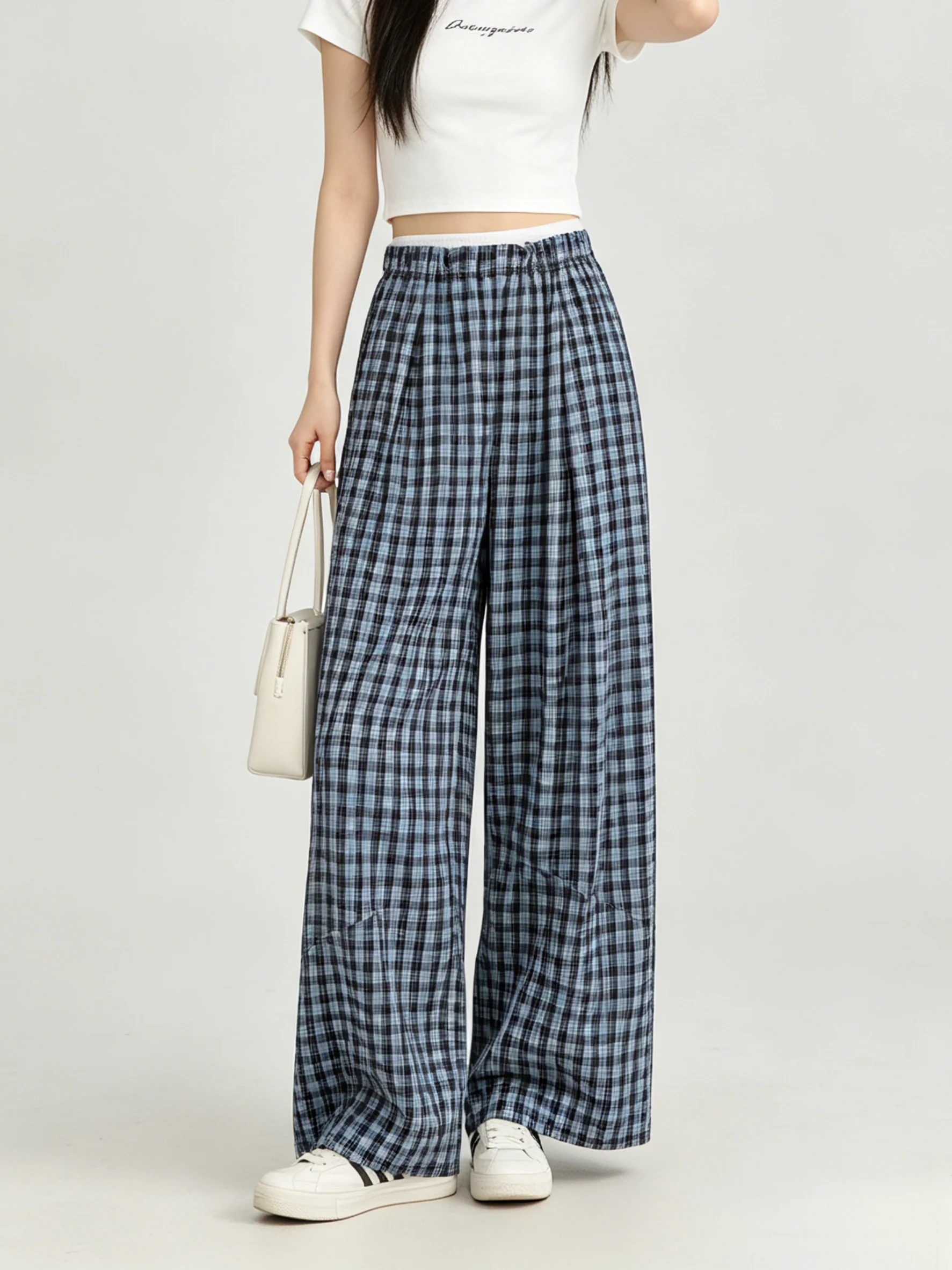 High Waist Wide Leg Pants Women's Summer Loose Plaid Long Pants Anti-Aging Slimming Lazy Skin-friendly Versatile Casual Pants
High Waist Wide Leg Pants Women's Summer Loose Plaid Long Pants Anti-Aging Slimming Lazy Skin-friendly Versatile Casual Pants