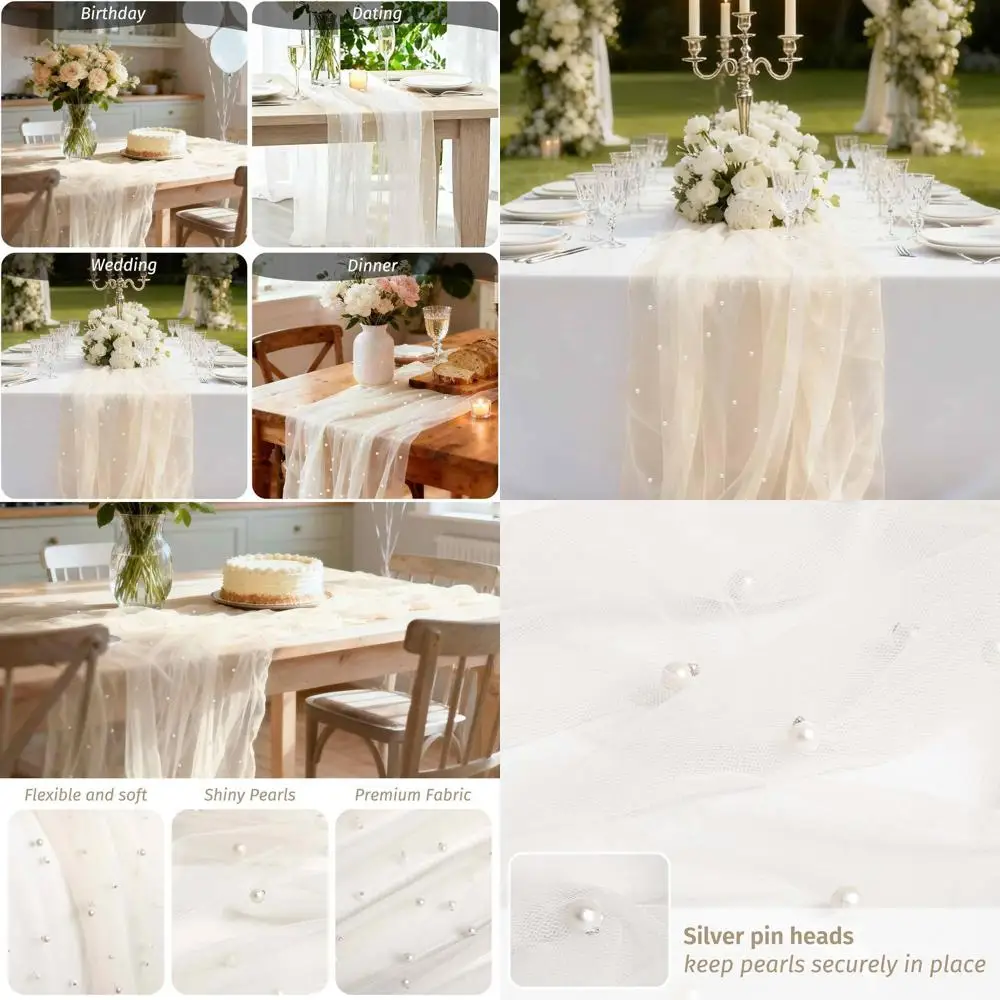 Бежевая перламутровая дорожка на стол 10т, кружевная тюлевая ткань в деревенском стиле для свадеб и вечеринок, 30x120 дюймов
Бежевая перламутровая дорожка на стол 10т, кружевная тюлевая ткань в деревенском стиле для свадеб и вечеринок, 30x120 дюймов