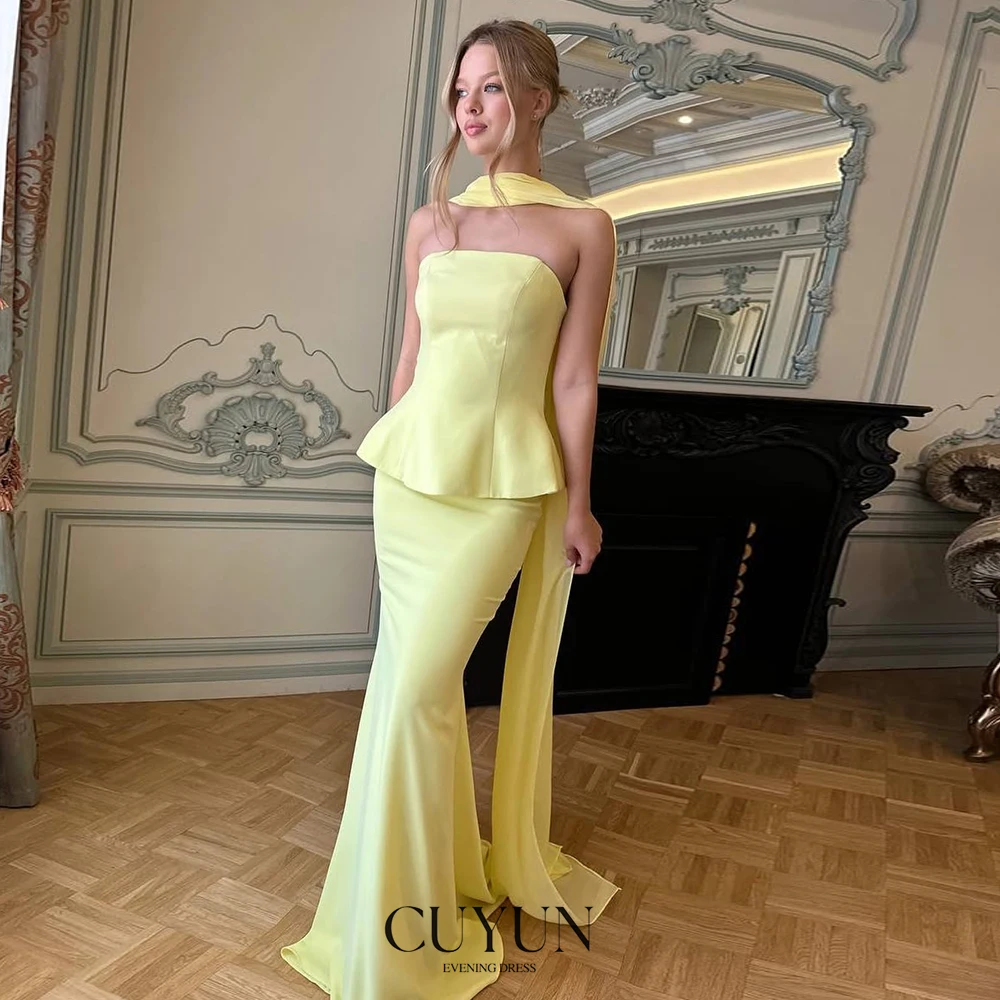 CUYUN Yellow Elegant Party Dresses 2025 Strapless Mermaid Floor-Length Evening Gown Customized Banquet Gown with Shawl for Women
CUYUN Yellow Elegant Party Dresses 2025 Strapless Mermaid Floor-Length Evening Gown Customized Banquet Gown with Shawl for Women