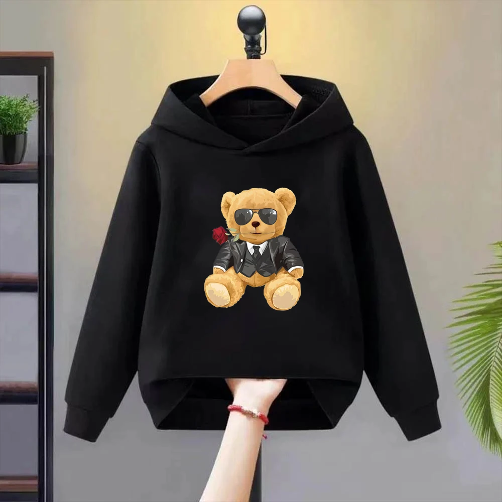 Hooded Black Fashion Bear print Tops children's hoodie Sweatshirt Boys Girls Age 2-12 Spring Autumn Clothes
Hooded Black Fashion Bear print Tops children's hoodie Sweatshirt Boys Girls Age 2-12 Spring Autumn Clothes