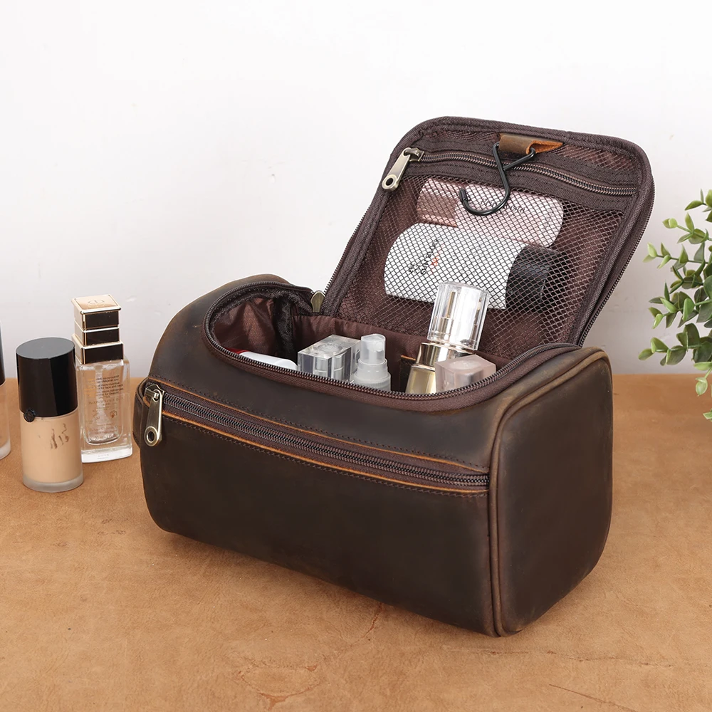 New Arrival Genuine Leather Lipstick Cosmetic Toiletry Traveling Bag Handmade Real Cow Leather Washing Bag for Travel
New Arrival Genuine Leather Lipstick Cosmetic Toiletry Traveling Bag Handmade Real Cow Leather Washing Bag for Travel