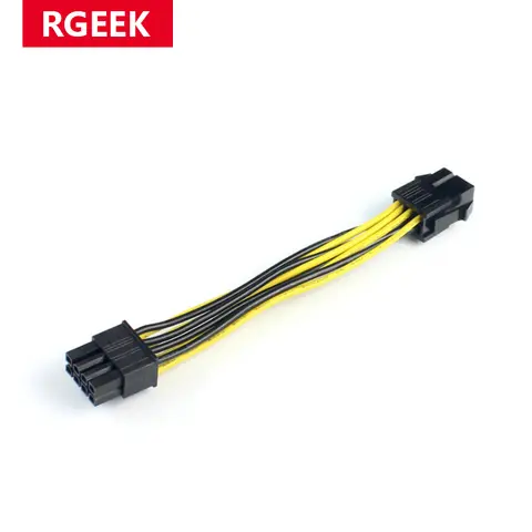 Adaptateur RGEEK 10 cm PCIe 6 broches à 8 broches, convertisseur CPU PCI-e 6 broches mâle GPU vers 8 broches femelle pour PCI Express alimenté 8 broches