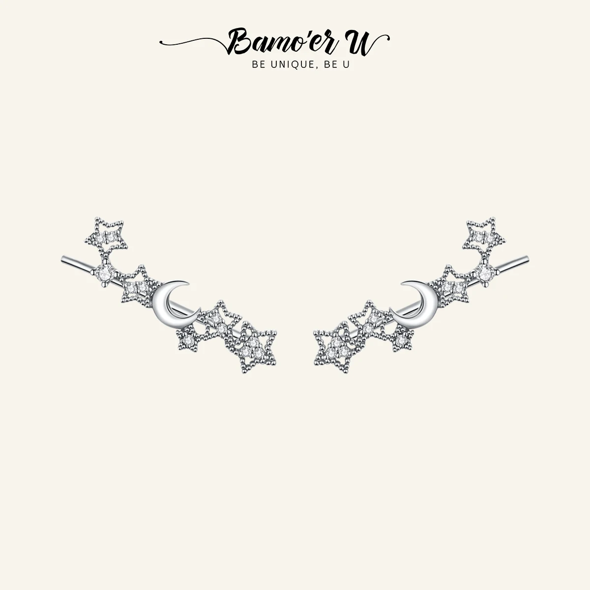BAMOER U Genuine 925 Sterling Silver Stars and Moon Stud Earrings for Women silver Jewelry 2020 Brincos EarringSCE926
BAMOER U Genuine 925 Sterling Silver Stars and Moon Stud Earrings for Women silver Jewelry 2020 Brincos EarringSCE926