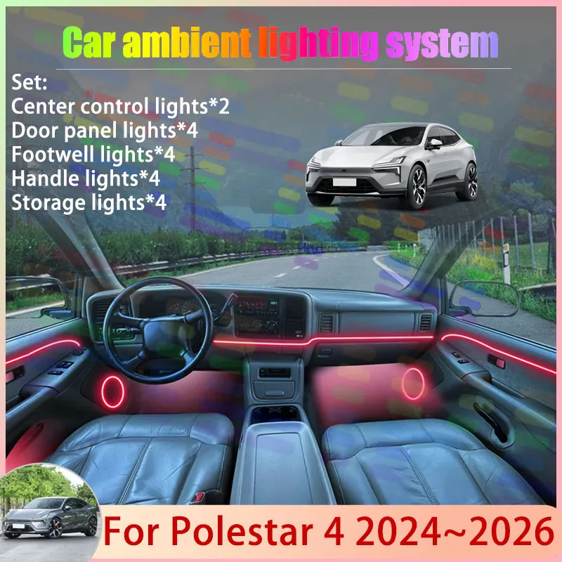 Для Polestar 4 2024 2025 2026 P417 2/24 в 1, автомобильная атмосферная лампа, RGB абажур, ансамбль, стример, атмосферный набор, аксессуары
Для Polestar 4 2024 2025 2026 P417 2/24 в 1, автомобильная атмосферная лампа, RGB абажур, ансамбль, стример, атмосферный набор, аксессуары