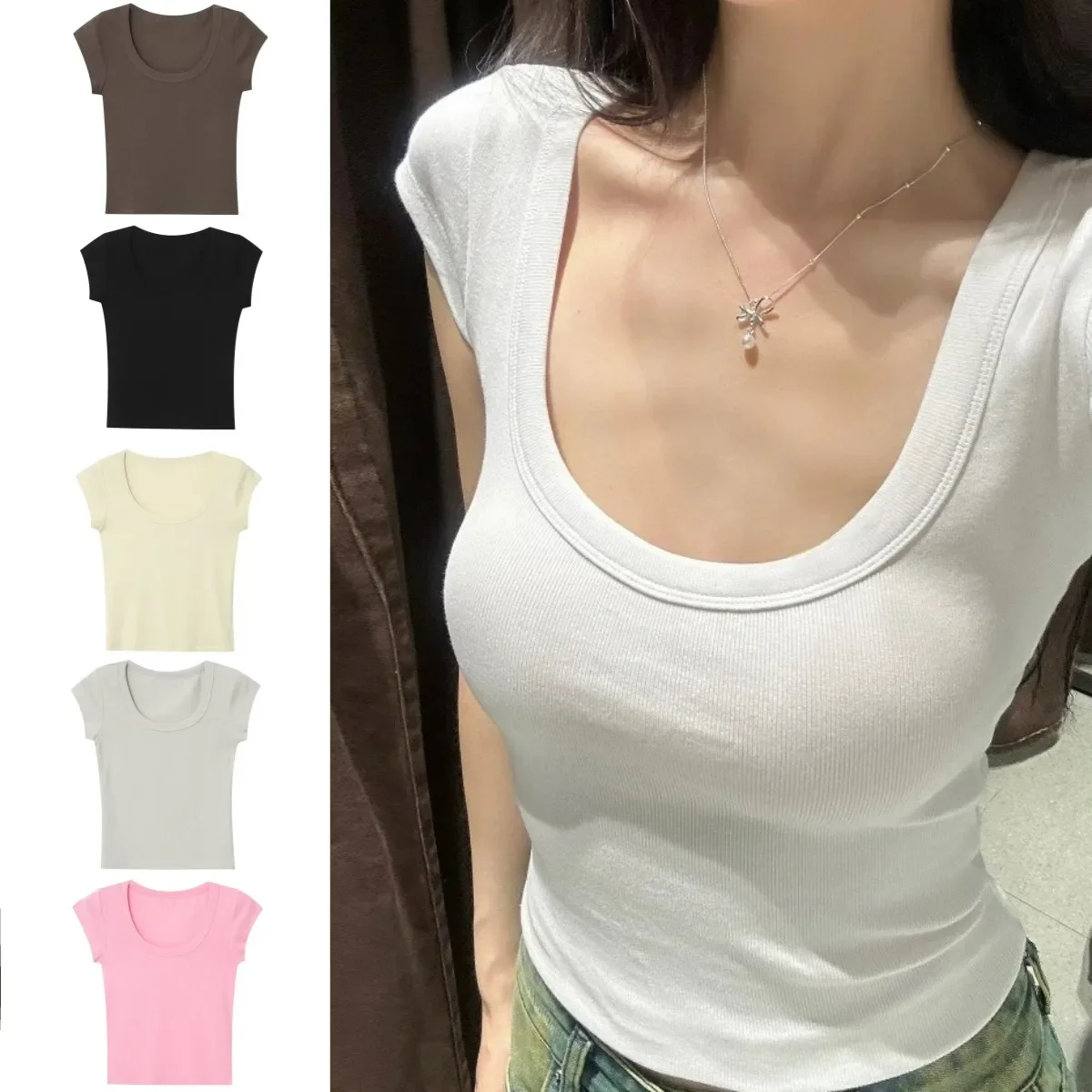 Pop 's Spring/Summer New Women's Basic Style Multi-color Cotton Blended Round-neck Threaded Short-sleeved T-shirt Top
Pop 's Spring/Summer New Women's Basic Style Multi-color Cotton Blended Round-neck Threaded Short-sleeved T-shirt Top