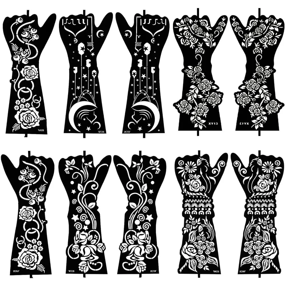10 Henna Tattoo Template Kit - Temporary Tattoo Templates for Hand and Forearm
10 Henna Tattoo Template Kit - Temporary Tattoo Templates for Hand and Forearm