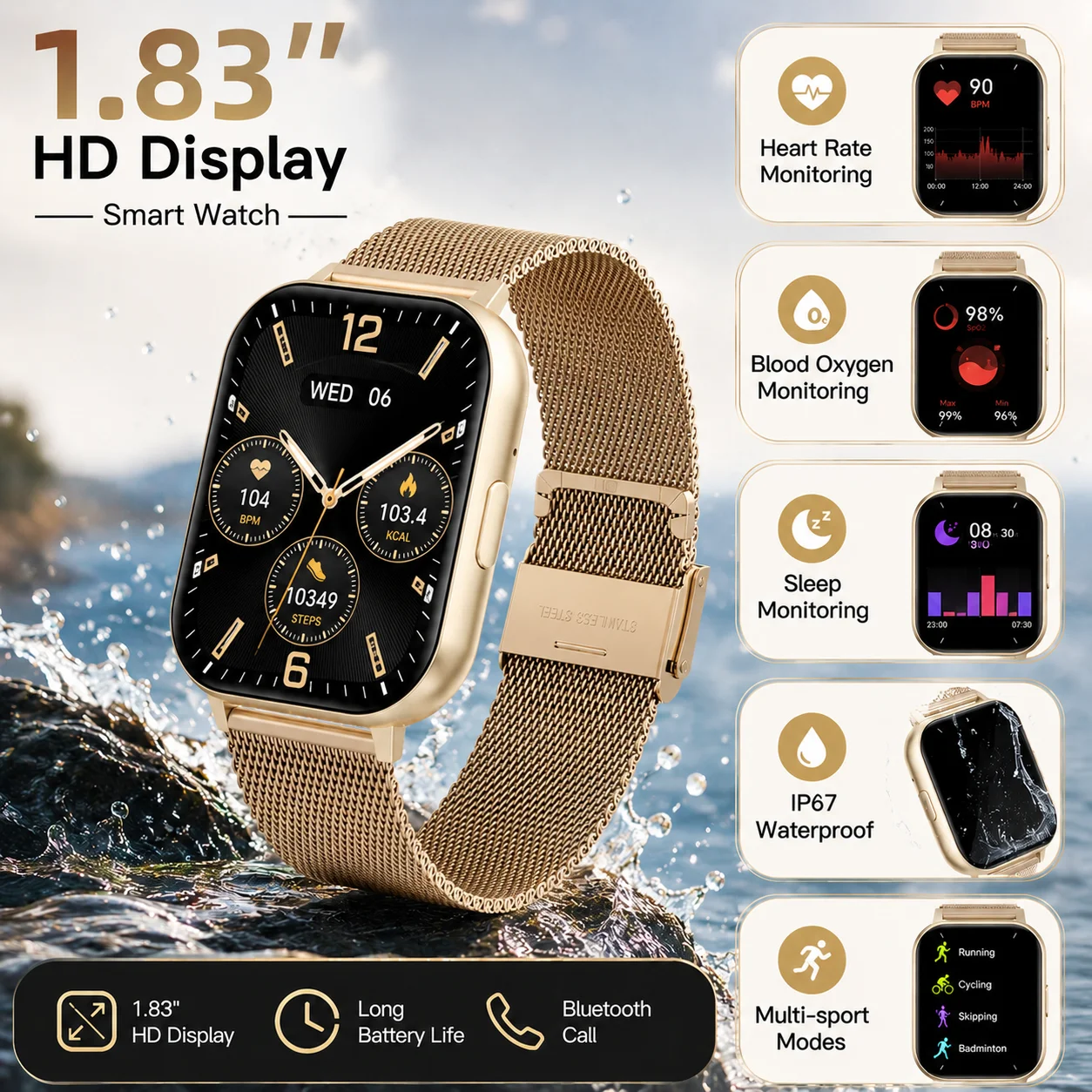 LIGE New 1.83" HD Screen Smart Watch Bluetooth Call Fitness Waterproof Women's Smartwatch Custom Watch Face Ladies Man Bracelet
LIGE New 1.83" HD Screen Smart Watch Bluetooth Call Fitness Waterproof Women's Smartwatch Custom Watch Face Ladies Man Bracelet
