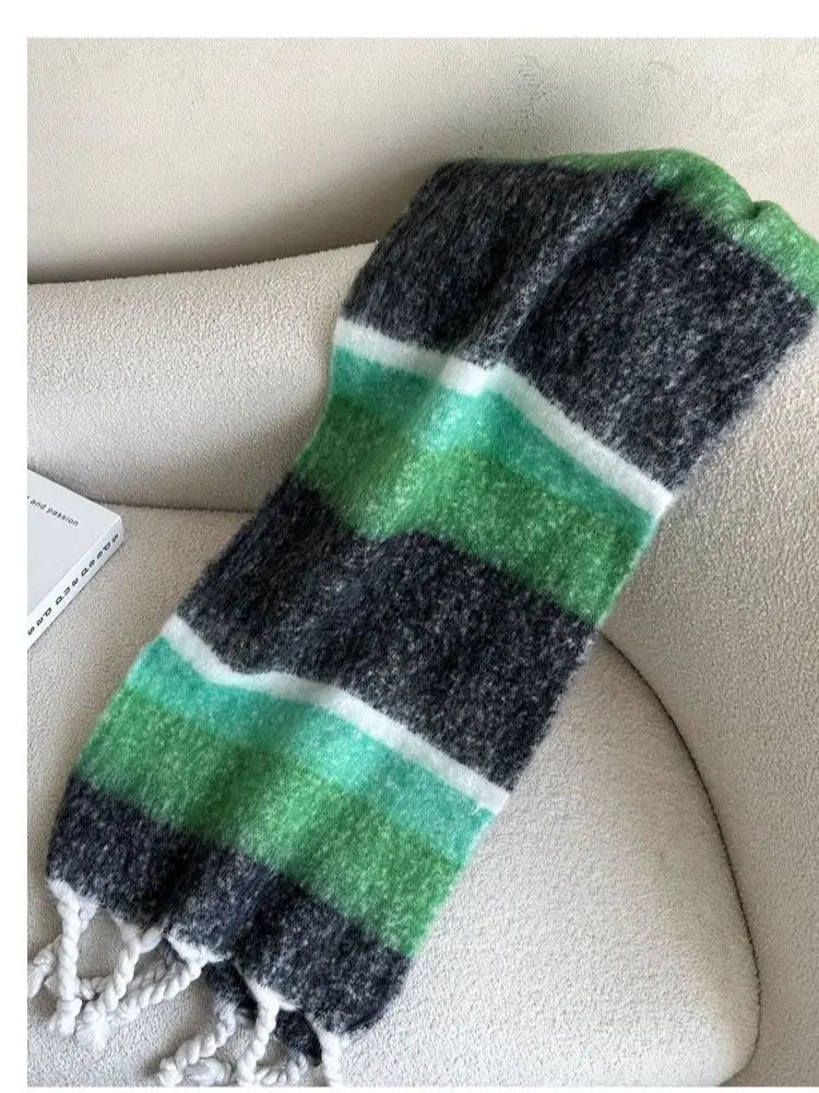 Winter Imitation Cashmere Gradient Striped Knotted Tassel Scarf Korean Wai Thick Windproof Long Section Soft Neck Women Scarf
Winter Imitation Cashmere Gradient Striped Knotted Tassel Scarf Korean Wai Thick Windproof Long Section Soft Neck Women Scarf