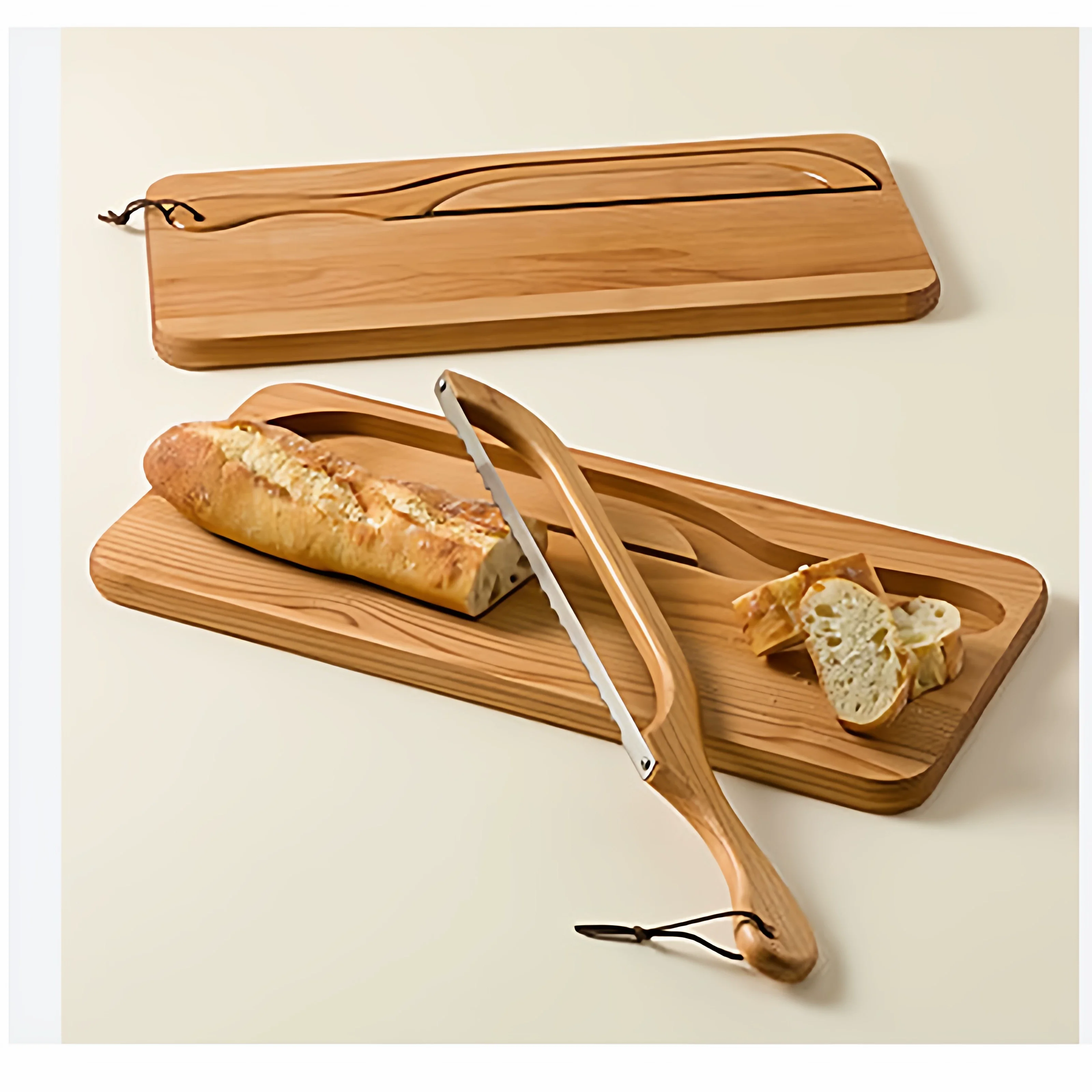 Wooden Bread Knife & Cutting Board Set Hanging Hole for Storage, Includes Chopping Board Tray for Kitchen, Picnic, Baguette
Wooden Bread Knife & Cutting Board Set Hanging Hole for Storage, Includes Chopping Board Tray for Kitchen, Picnic, Baguette
