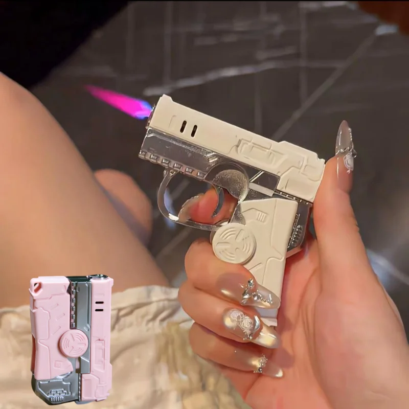 New Windproof Gyroscope Folding Inflatable Lighter Fingertip Decompression Pistol Shaped Fashionable Lighter Smoking Gift
New Windproof Gyroscope Folding Inflatable Lighter Fingertip Decompression Pistol Shaped Fashionable Lighter Smoking Gift