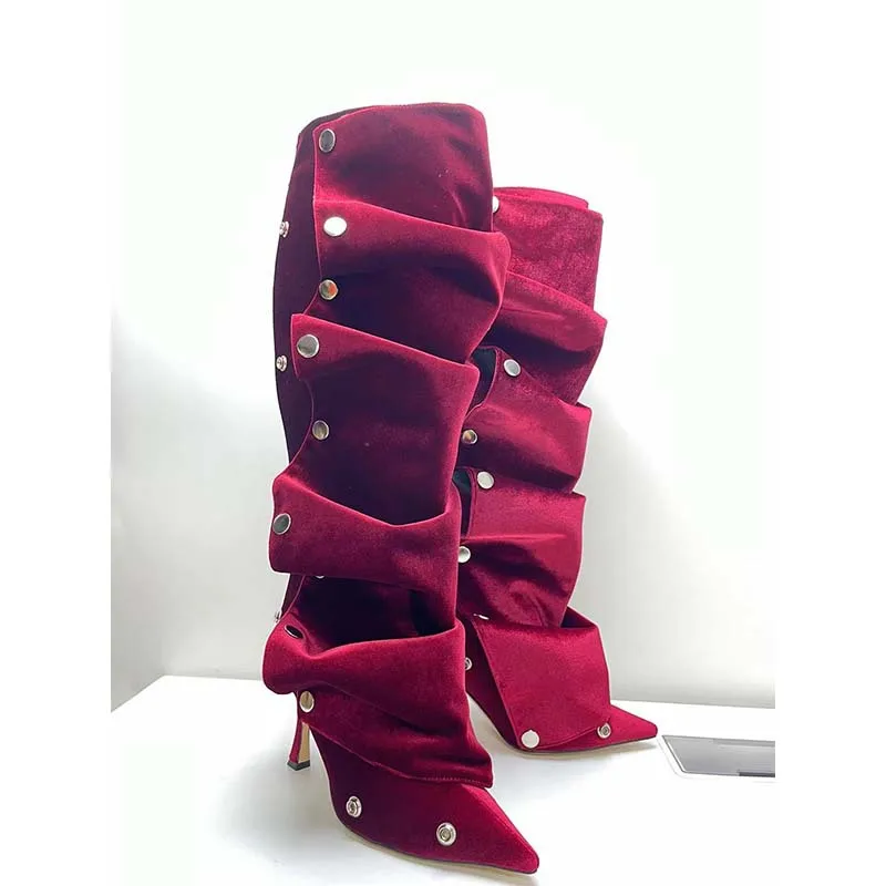 Women's Velvet Slouchy Over-The-Knee Boots Stud Decor Pointed Toe Stiletto Heel Boots Luxury Party & Evening Occasion Boots
Women's Velvet Slouchy Over-The-Knee Boots Stud Decor Pointed Toe Stiletto Heel Boots Luxury Party & Evening Occasion Boots