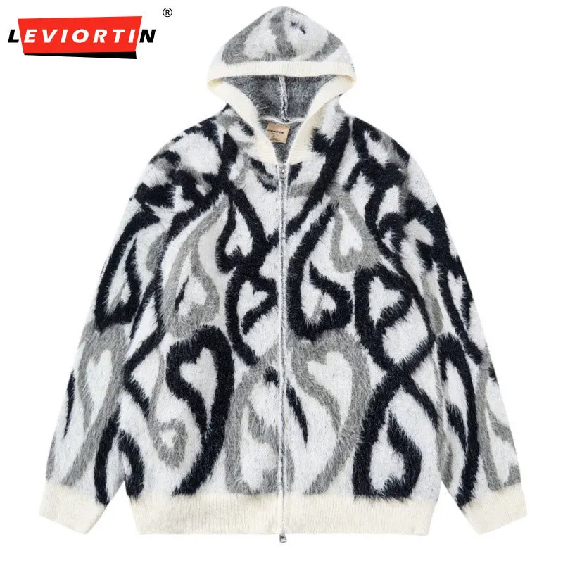 Мужской модный матовый свободный свитер с двойной молнией, нишевый уличный любовный абстрактный жаккардовый вязаный свитер с капюшоном
Мужской модный матовый свободный свитер с двойной молнией, нишевый уличный любовный абстрактный жаккардовый вязаный свитер с капюшоном