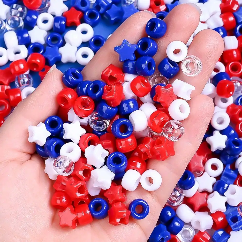 Patriotic Pony Star Resin Beads 100/300/600PCS Red White Blue Round & Star Shape Loose Beads, 4th Of July DIY Supplies For Bracelet Necklace Jewelry Making
Patriotic Pony Star Resin Beads 100/300/600PCS Red White Blue Round & Star Shape Loose Beads, 4th Of July DIY Supplies For Bracelet Necklace Jewelry Making