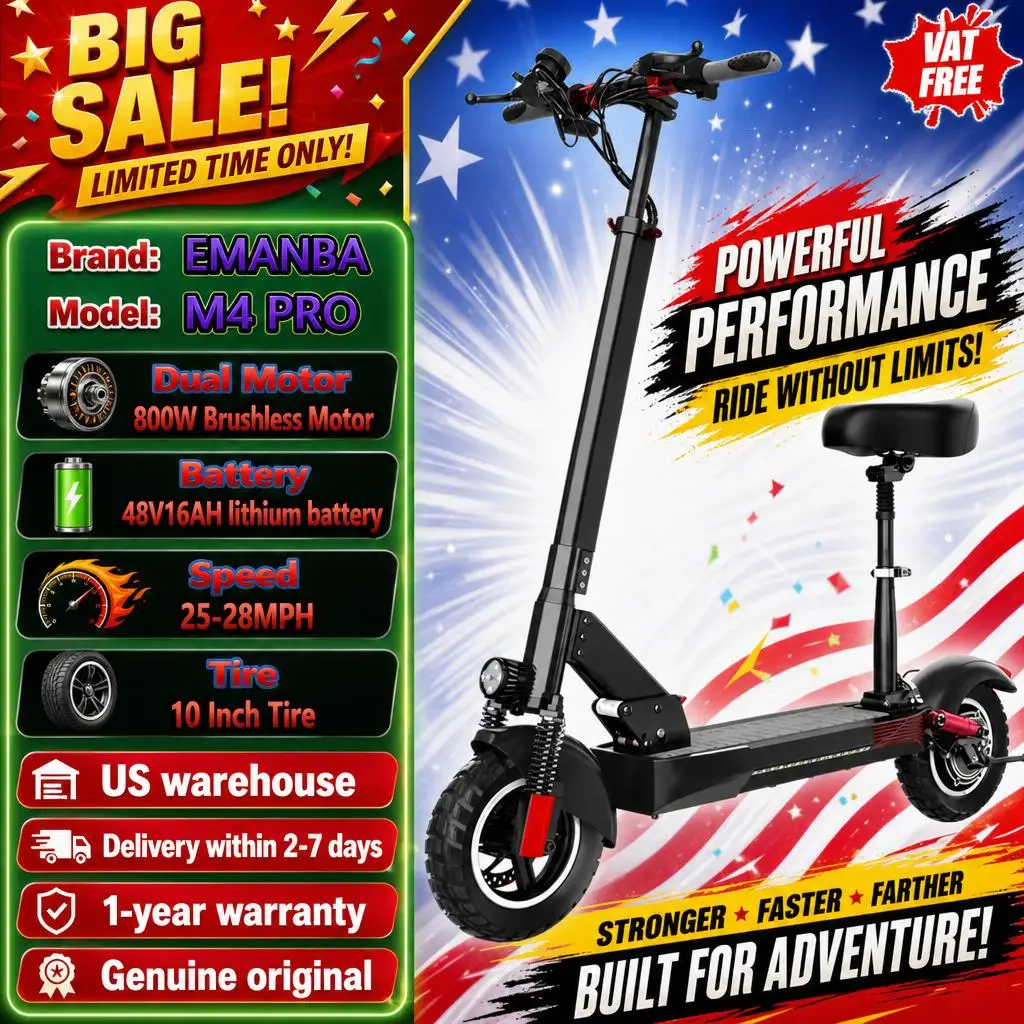 M4 PRO Electric Scooter 800W Motor 48V16AH with Seat Travel Commute Fold E-Scooter 10 Inch Tire Electric Kick Scooter
M4 PRO Electric Scooter 800W Motor 48V16AH with Seat Travel Commute Fold E-Scooter 10 Inch Tire Electric Kick Scooter