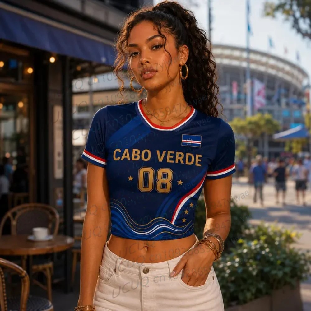 Summer 2026 New Women's Cape Verde Print Jersey Round Neck Short Sleeve Jersey Cheerleaders Crop Top T-shirt
Summer 2026 New Women's Cape Verde Print Jersey Round Neck Short Sleeve Jersey Cheerleaders Crop Top T-shirt