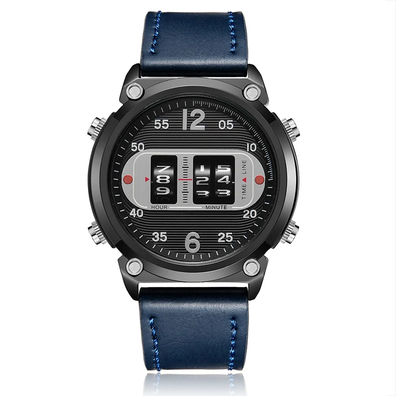 Quartz Watch with Conceptual Unusual Roller Design Reloj Pointer Men's Wristwatch Black Leather Stainless Steel Mesh Band Clock
Quartz Watch with Conceptual Unusual Roller Design Reloj Pointer Men's Wristwatch Black Leather Stainless Steel Mesh Band Clock