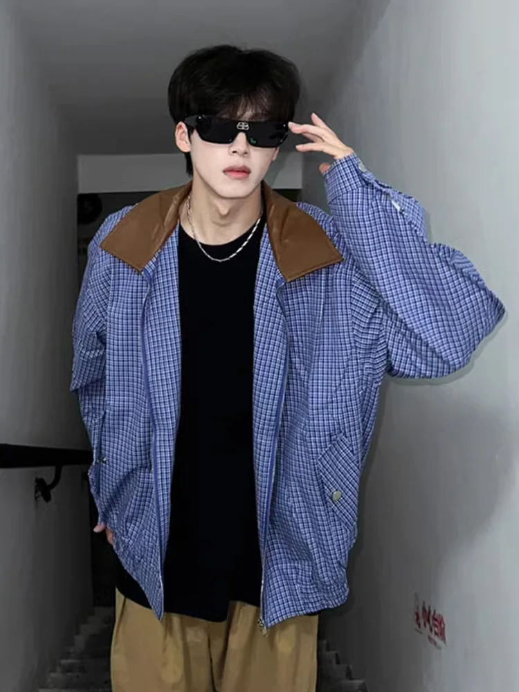 Retro Blue Plaid Pilot Jaet Men's Spring Autumn Trendy High-End ort Sle American Outerwear Windproof Long Sve Zipper
Retro Blue Plaid Pilot Jaet Men's Spring Autumn Trendy High-End ort Sle American Outerwear Windproof Long Sve Zipper