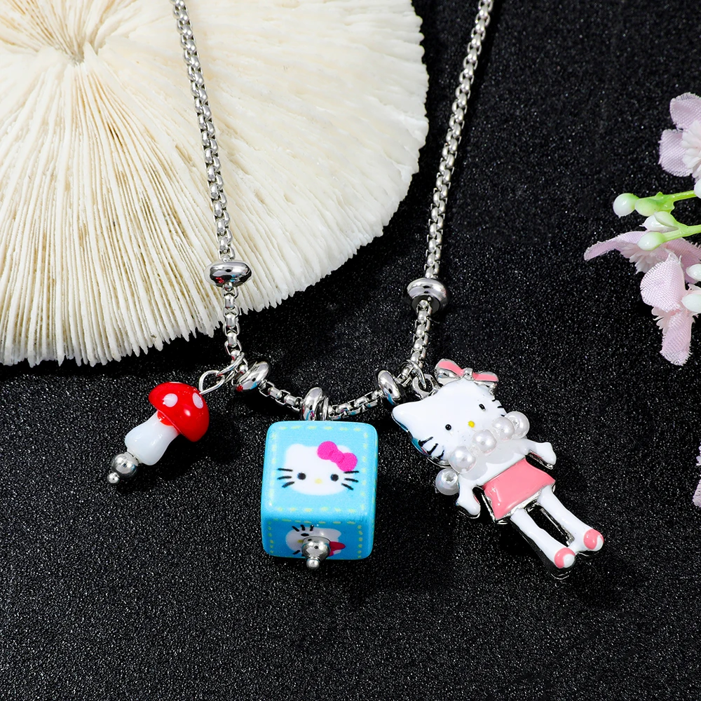 Anime Kitty Cat Enamel Necklace Charm with Mushroom And Square KT Cat Pendant Jewelry Gift for Girls Birthday Accessories
Anime Kitty Cat Enamel Necklace Charm with Mushroom And Square KT Cat Pendant Jewelry Gift for Girls Birthday Accessories