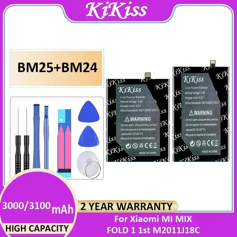 Mobile Phone Battery BM25+BM24 3000Mah/3100Mah For Xiaomi MI Mix Fold 1 1St M2011J18C
Mobile Phone Battery BM25+BM24 3000Mah/3100Mah For Xiaomi MI Mix Fold 1 1St M2011J18C