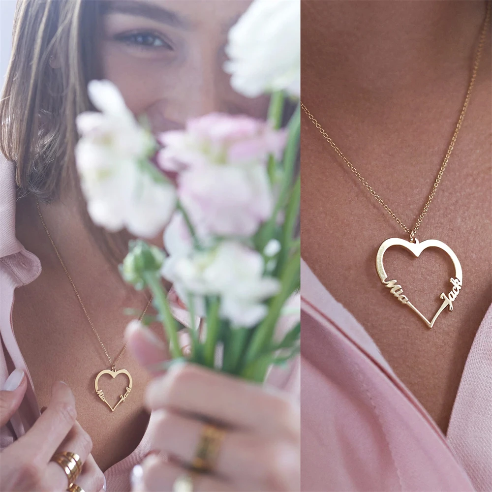 Personalized Heart Name Necklace Custom Couple Name Necklace for Women Christmas Gifts Two Name Collares Para Mujer
Personalized Heart Name Necklace Custom Couple Name Necklace for Women Christmas Gifts Two Name Collares Para Mujer