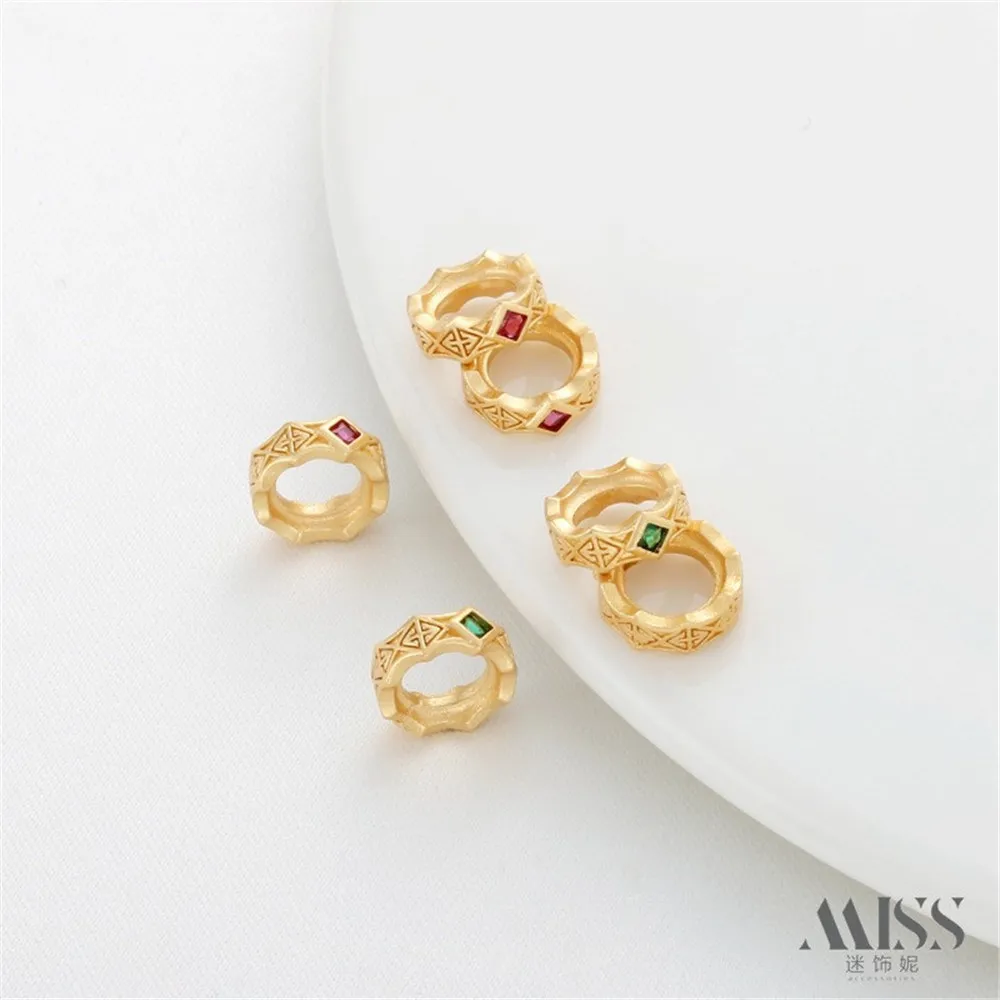 18K Gold Bag Matte Gold Sand Gold Inlaid with Zircon Running Ring, Large Hole Bead Diy Bracelet Necklace Card Ring Accessories.
18K Gold Bag Matte Gold Sand Gold Inlaid with Zircon Running Ring, Large Hole Bead Diy Bracelet Necklace Card Ring Accessories.