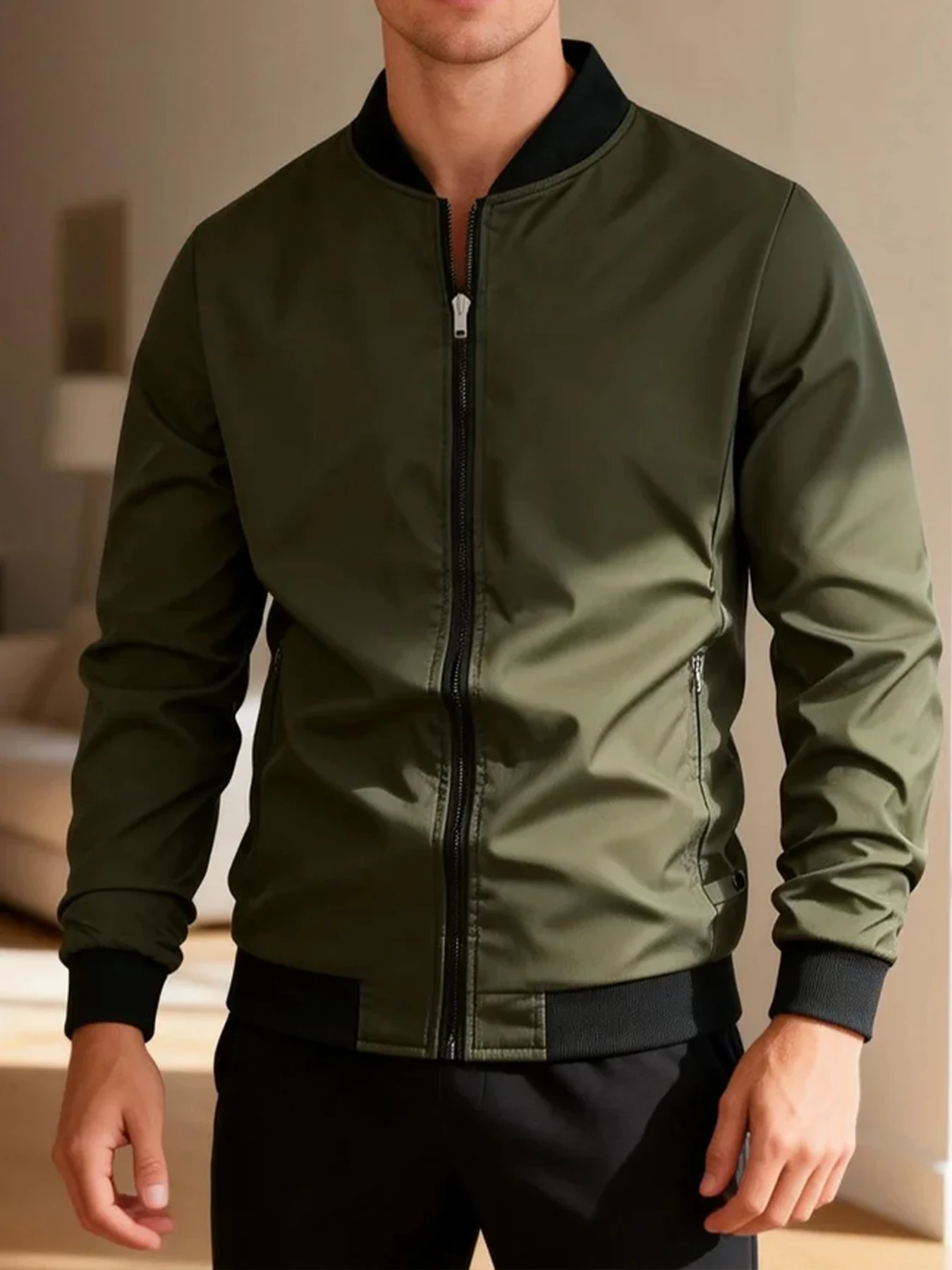 Men's Solid Color Bomber Jacket, Zip-Up Stand Collar Baseball Jacket, Casual Street Style Men's Outerwear
Men's Solid Color Bomber Jacket, Zip-Up Stand Collar Baseball Jacket, Casual Street Style Men's Outerwear