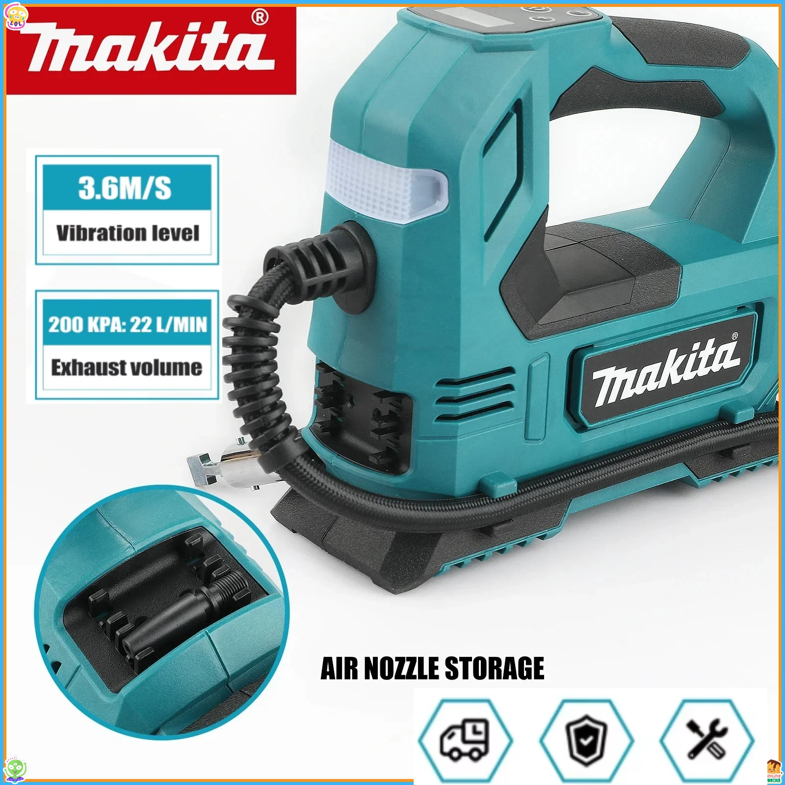 Беспроводной воздушный насос Makita с литий-ионным аккумулятором: портативный насос для шин с цифровым дисплеем для автомобилей и мотоциклов
Беспроводной воздушный насос Makita с литий-ионным аккумулятором: портативный насос для шин с цифровым дисплеем для автомобилей и мотоциклов