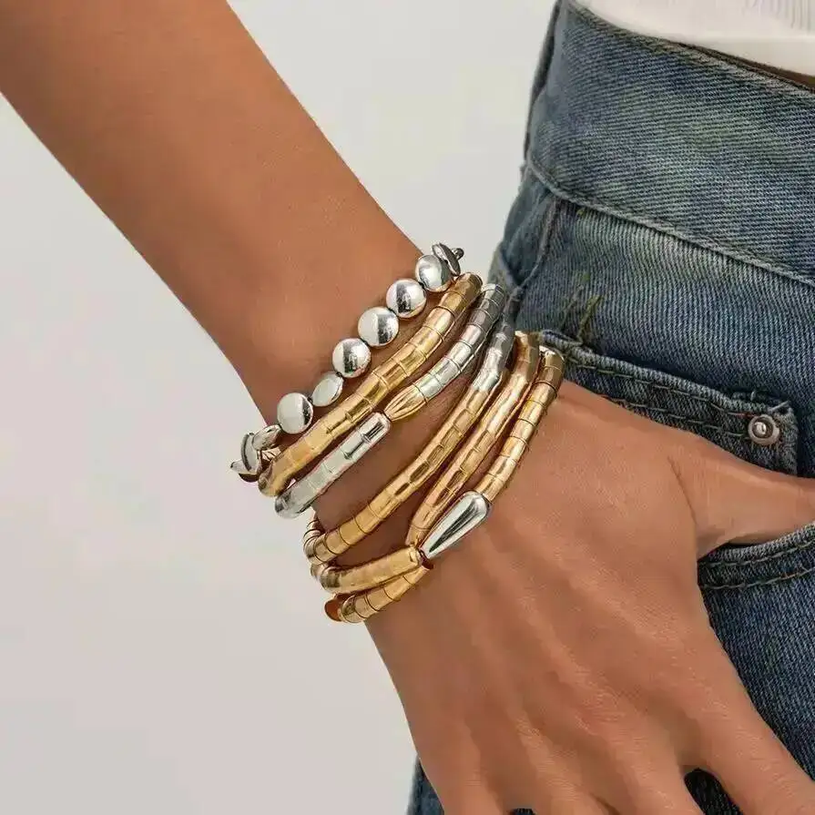 KunJoe 6 Pcs/Set Vintage Multilayer Handmade Woven Bracelet Women Punk Gold Silver Color Blocking Stack Bangle Banquet Jewelry
KunJoe 6 Pcs/Set Vintage Multilayer Handmade Woven Bracelet Women Punk Gold Silver Color Blocking Stack Bangle Banquet Jewelry