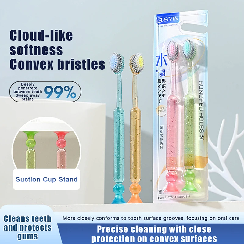 2/4 Pcs Extra-long Brush Head Antibacterial Soft Bristle Toothbrush With Non-slip Handle And Suction Cup Base Upright Design
2/4 Pcs Extra-long Brush Head Antibacterial Soft Bristle Toothbrush With Non-slip Handle And Suction Cup Base Upright Design
