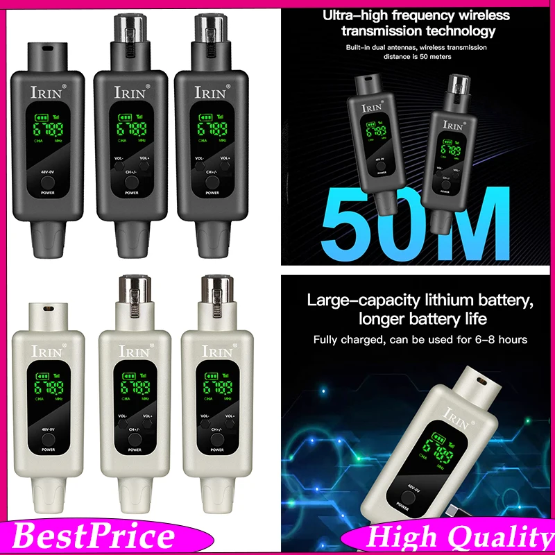 IRIN WX70 UHF Wireless Microphone Converter Wireless System XLR 1 Transmitter and 1/2 Receiver Support 0V 48V Mics
IRIN WX70 UHF Wireless Microphone Converter Wireless System XLR 1 Transmitter and 1/2 Receiver Support 0V 48V Mics 