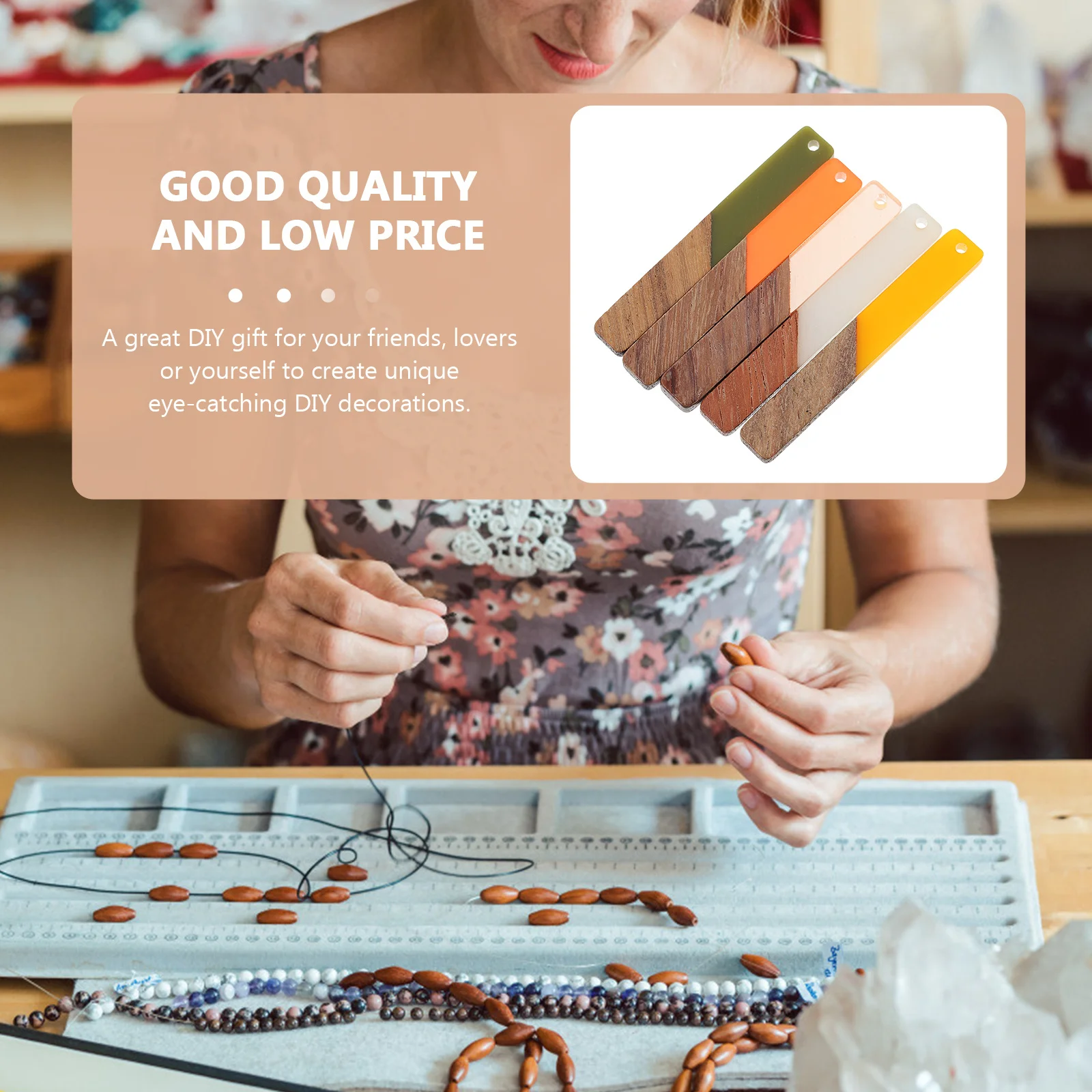 5Pcs Wood Resin Rectangle Bar Charms Bright Color Durable DIY Pendant Charms Necklace Earring Jewelry Making Accessories
5Pcs Wood Resin Rectangle Bar Charms Bright Color Durable DIY Pendant Charms Necklace Earring Jewelry Making Accessories