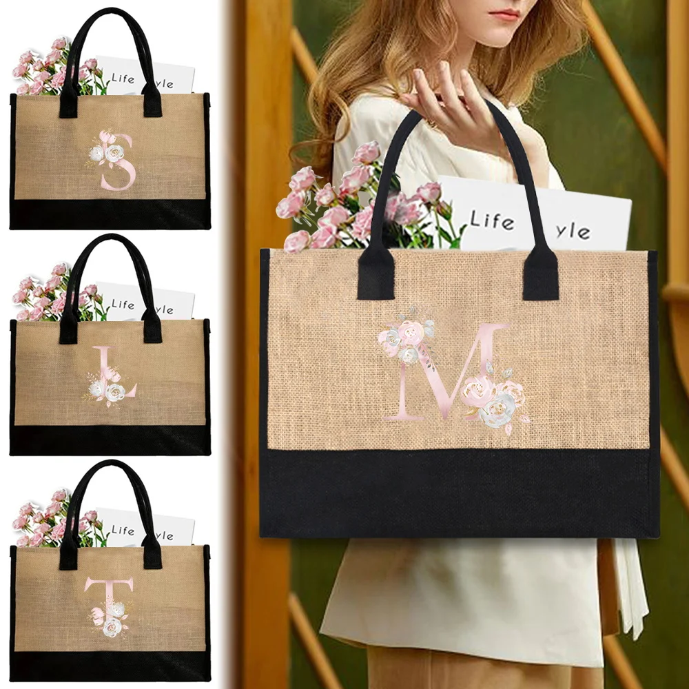 Cotton and Linen Shopping Bag Handheld Linen Handbag Vintage Grocery Bags Portable Organizer Pouch Pink Flower Series Beach Bag
Cotton and Linen Shopping Bag Handheld Linen Handbag Vintage Grocery Bags Portable Organizer Pouch Pink Flower Series Beach Bag