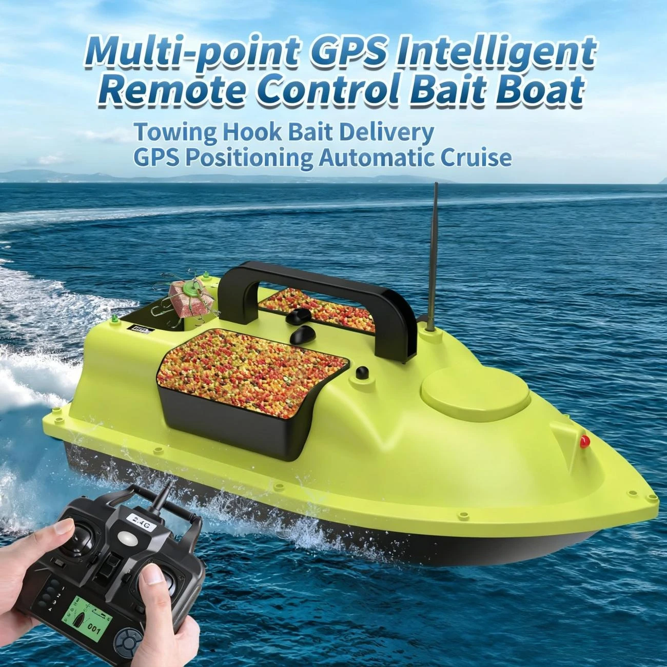GPS Bait Boat with 3 Bait Containers Remote Control Bait Boat Dual Motor Automatic Cruise/Return/Route Correction
GPS Bait Boat with 3 Bait Containers Remote Control Bait Boat Dual Motor Automatic Cruise/Return/Route Correction