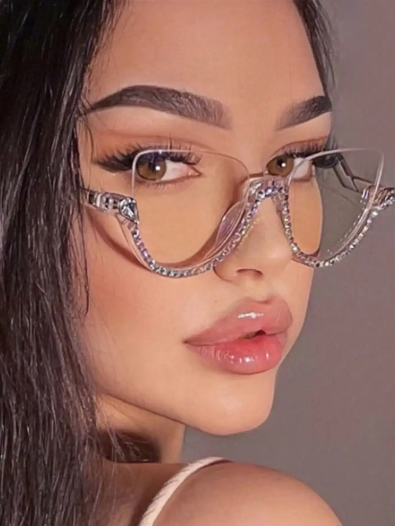Semi-Rimless Rhinestone Decorated Clear Lens Glasses, 2025 New Vintage Eyewear
Semi-Rimless Rhinestone Decorated Clear Lens Glasses, 2025 New Vintage Eyewear
