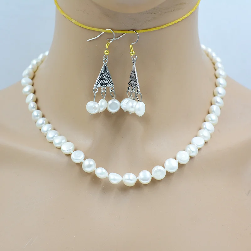 Ретро простой 8 мм высококачественный натуральный белый жемчуг в стиле барокко, ожерелье, браслет, серьги. Женские самые элегантные украшения для вечеринок 18 дюймов. 
Ретро простой 8 мм высококачественный натуральный белый жемчуг в стиле барокко, ожерелье, браслет, серьги. Женские самые элегантные украшения для вечеринок 18 дюймов.