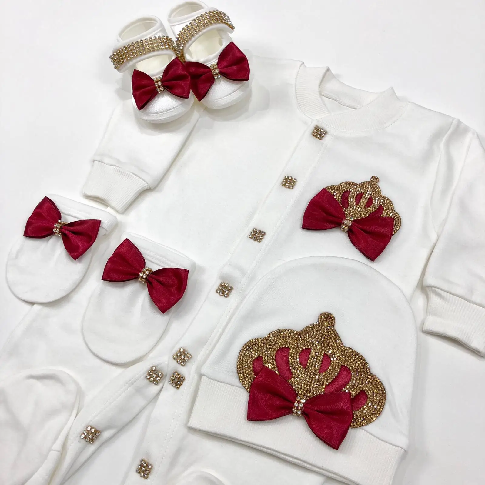 Origin Turkey 4 Pieces Taking me Home Newborn Hospital Nursery Photography Onesie Set Bling Crown Jewelry Romper Layette Set
Origin Turkey 4 Pieces Taking me Home Newborn Hospital Nursery Photography Onesie Set Bling Crown Jewelry Romper Layette Set