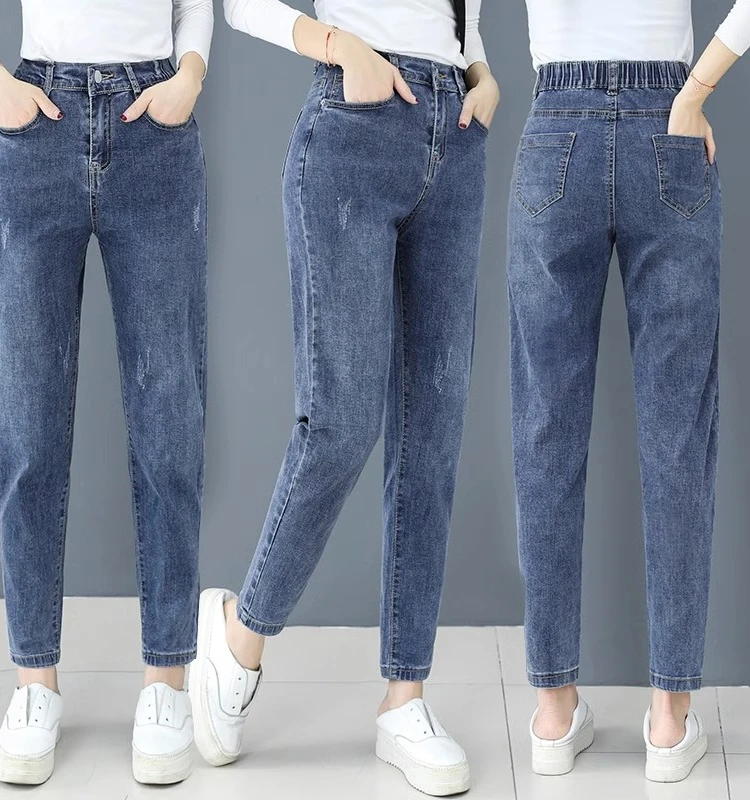 Women's Loose Fleece-lined Nine-point Harlan Jeans High Waist Straight Leg Elastic Waist Spring Autumn Winter New Style
Women's Loose Fleece-lined Nine-point Harlan Jeans High Waist Straight Leg Elastic Waist Spring Autumn Winter New Style