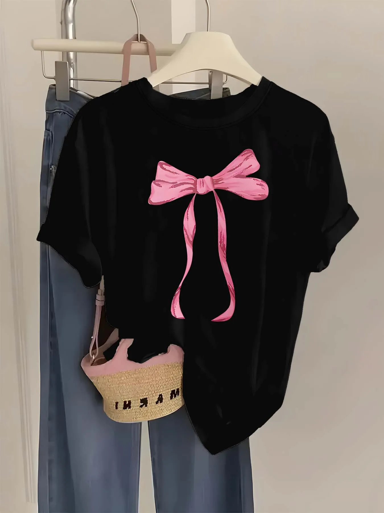 Элегантная стильная универсальная летняя футболка больших размеров с романтическим бантом и коротким рукавом
Элегантная стильная универсальная летняя футболка больших размеров с романтическим бантом и коротким рукавом