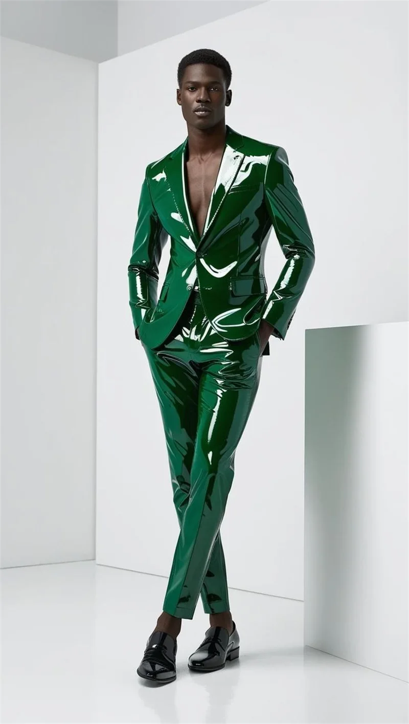 Green PU Leather Men Suit Set 2 Piece Blazer+Pants Trousers Wedding Tuxedos Male Prom Coat Customized Formal Office Jacket
Green PU Leather Men Suit Set 2 Piece Blazer+Pants Trousers Wedding Tuxedos Male Prom Coat Customized Formal Office Jacket