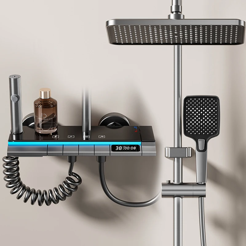 Grey Smart Digital Display Shower Faucet Set Piano Style Rainfall Bathroom System Grey Digital Mixer Tap Bidet Shower
Grey Smart Digital Display Shower Faucet Set Piano Style Rainfall Bathroom System Grey Digital Mixer Tap Bidet Shower