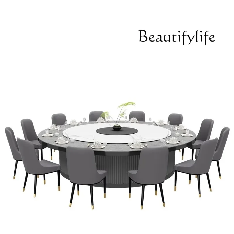 Electric dining table Large round table with automatic turntable New Chinese hotel clubhouse box Rock slab round table
Electric dining table Large round table with automatic turntable New Chinese hotel clubhouse box Rock slab round table