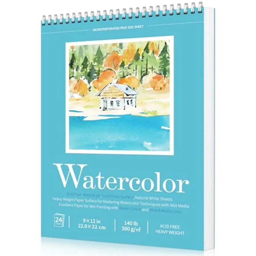 Watercolor Paper Pad, Watercolor Sketchbook 9" x12" 140lb/300gsm, Spiral Bound Water Color Pad Journal and Sketchbook for Adult
Watercolor Paper Pad, Watercolor Sketchbook 9" x12" 140lb/300gsm, Spiral Bound Water Color Pad Journal and Sketchbook for Adult
