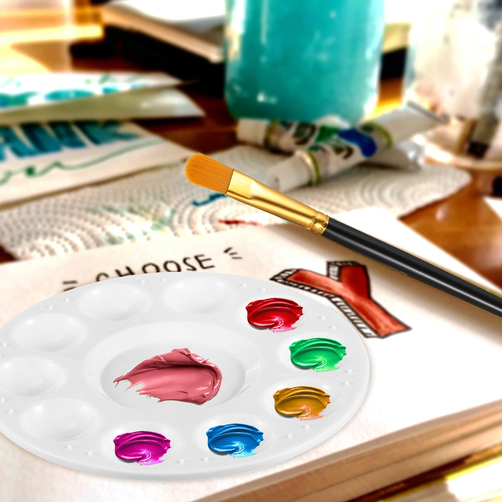 10 pcs Professional Artists Paint Brush Set for Watercolor Oil Painting with Nylon Brushes Plastic Palette Kids Beginner
10 pcs Professional Artists Paint Brush Set for Watercolor Oil Painting with Nylon Brushes Plastic Palette Kids Beginner